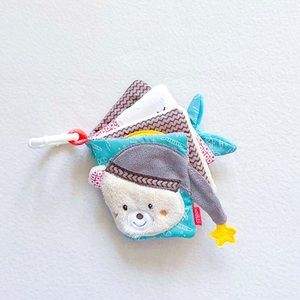 3/$25 Fehn Bruno Bear Soft Picture Book Sensory Toy Squeak Crinkle Mirror Plush